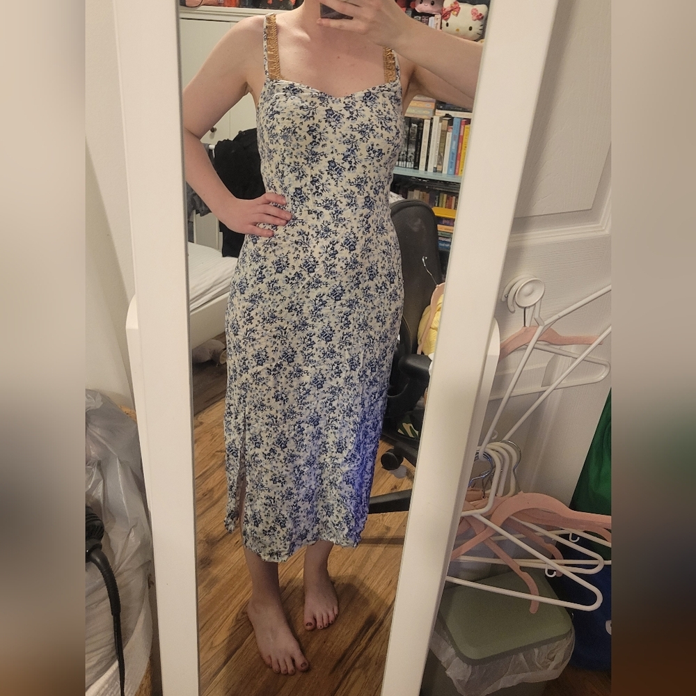 Harlow Blue and White Spaghetti Strap Sundress